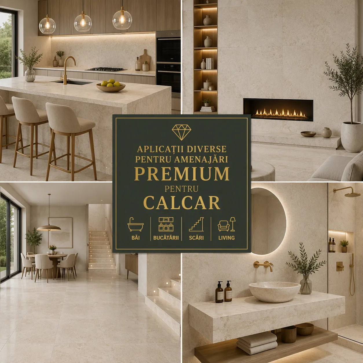 Calcar premium natural Granital utilizat în aplicații diverse pentru amenajări interioare și exterioare elegante, cu finisaje rafinate și textură autentică.