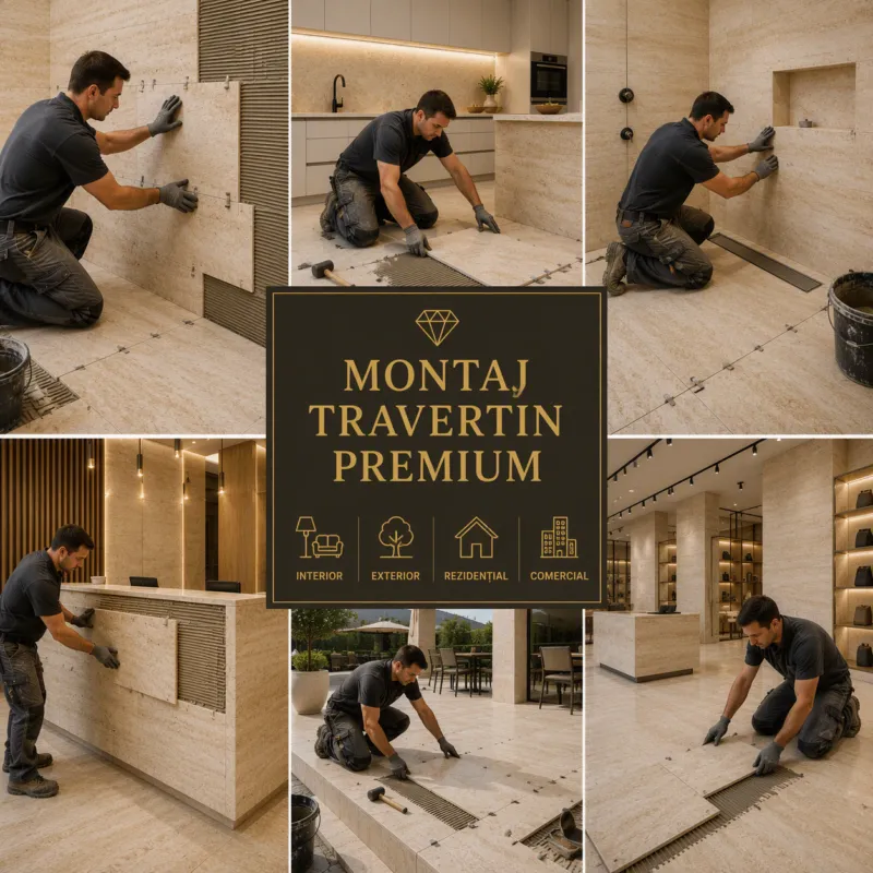Montaj profesional de piatră naturală realizat de Granital pentru proiecte rezidențiale și comerciale