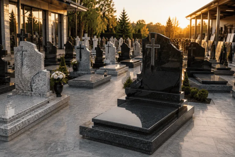 Monument funerar din granit și marmură pentru amenajarea locului de veci