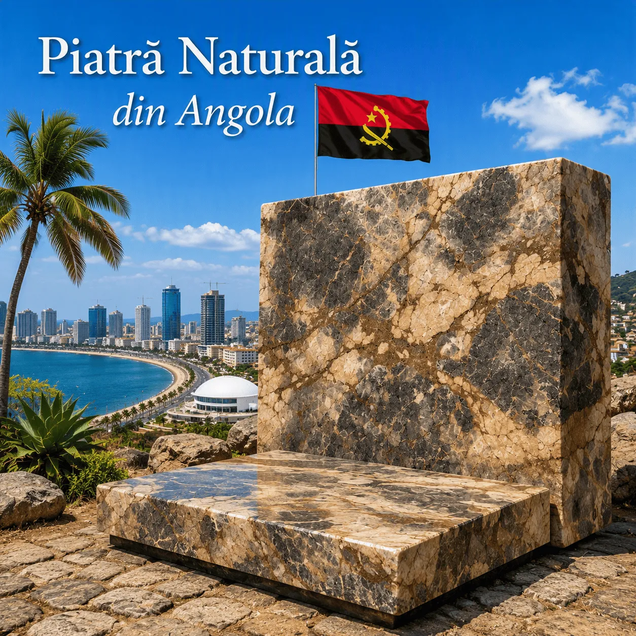 Piatră naturală din Angola Antique Brown, granit maro cu nuanțe calde și textură elegantă, ideal pentru amenajări rezidențiale și comerciale.