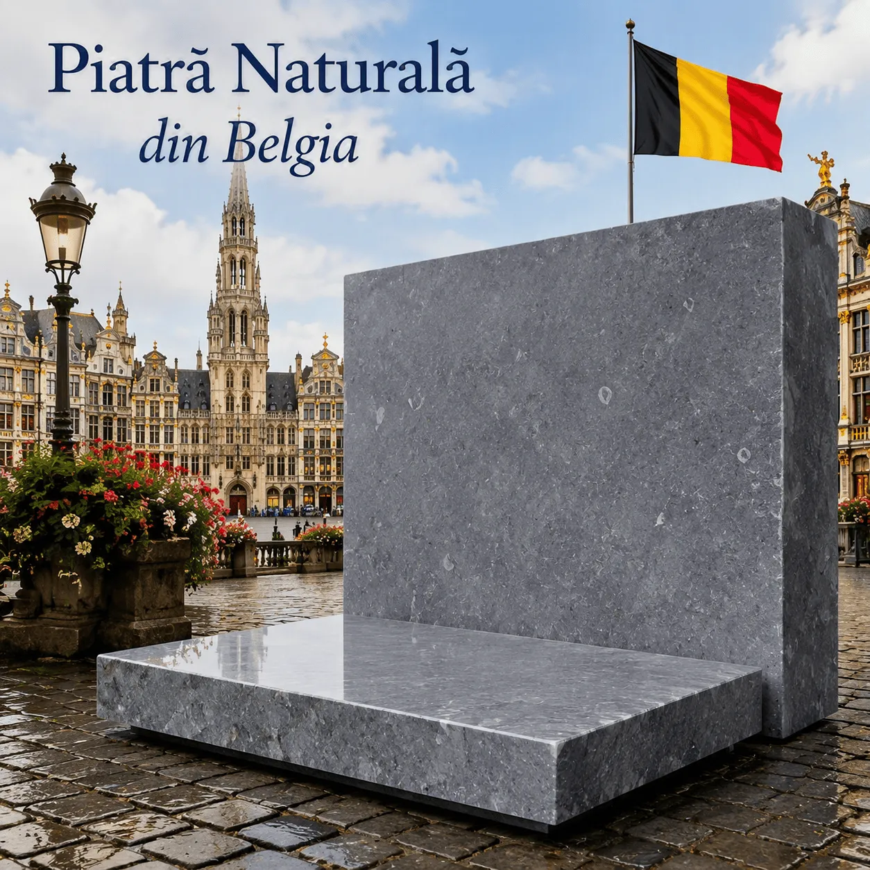 Piatră naturală din Belgia, calcar belgian cu aspect elegant și textură naturală, utilizat în proiecte de amenajare premium.