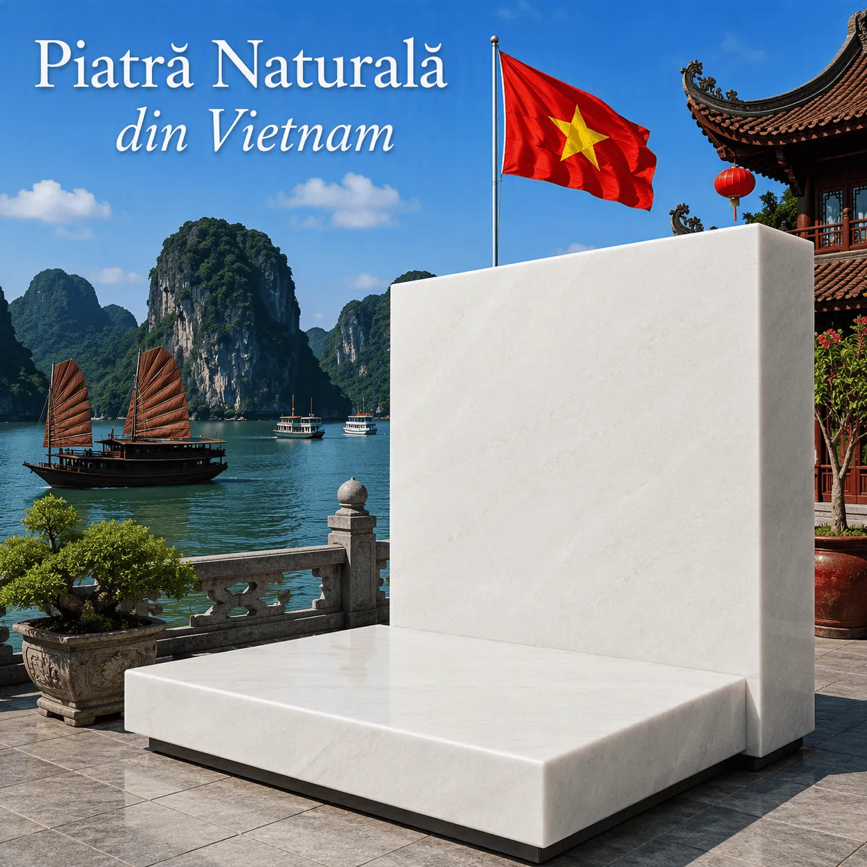 Piatră naturală din Vietnam Thassos, marmură albă cu aspect luminos și textură uniformă, ideală pentru amenajări elegante și moderne.